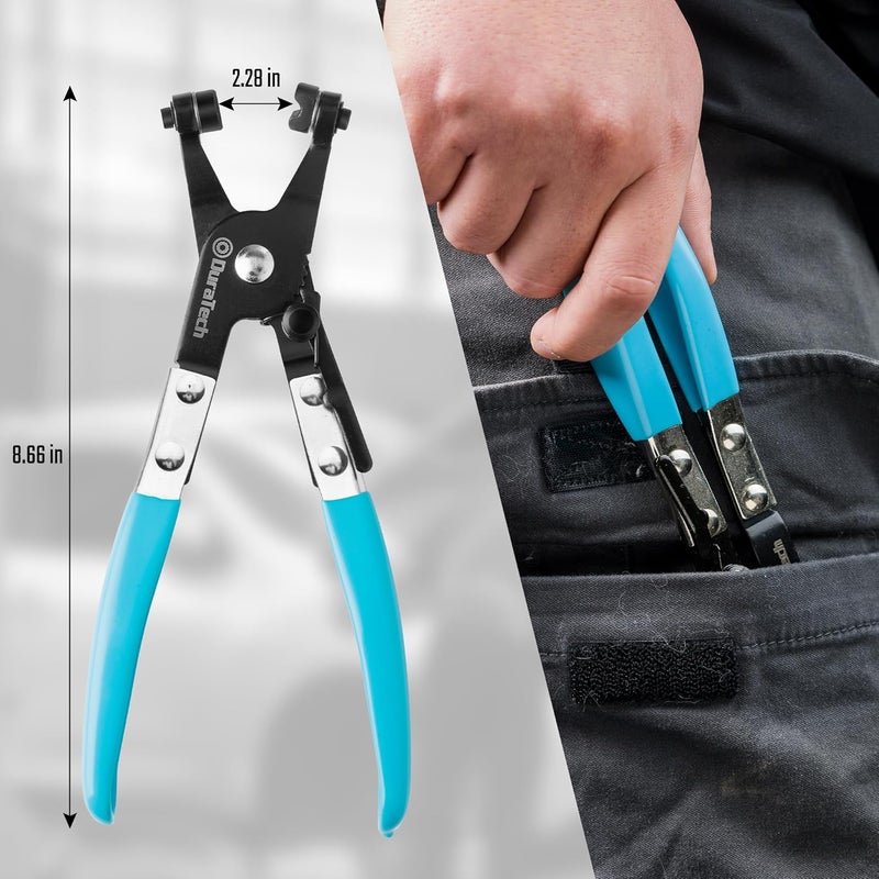 DURATECH Hose Clamp Pliers, Hose Clamp Tool with Swivel Flat Band, Automotive Repair Tool for the Removal and Installation of Ring-Type and Spring Band Clamps - Image 2